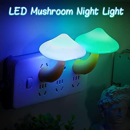 Mudder 8 Pack Mushroom Night Light Plug in 7 Color Changing LED Mushroom Nightlight Lamp Cute Light Sensor Wall Lamps for Adults Gifts
